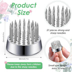 Kritkin 24 Pieces Flower Frogs Holder Mini Floral Round Flower Japanese Arranger Fixed Pin Holder for Arrangements Floral Plant Small Vase Ikebana Decoration Supplies Plant Fixation(0.9 Inch,Silver)