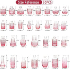 Pink Glass Bud Vase Set of 30, Small Flower Vases in Bulk, Mini Vintage Vases for Centerpieces, Home, Parties, Wedding Table Decoration (30 Pack)