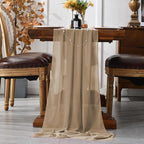 6 Pack 10 Ft Chiffon Table Runner Beige Gauze Long Table Runners 27x120 Inches Sheer Tulle Table Runner for Rustic Wedding Reception Bridal Shower Decorations Birthday Party