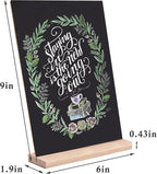 Small Chalkboard Signs, Double Side 6 x 9 Inch Wooden Tabletop Chalkboard Sign with Base Stands - Set of 6, Decorative Mini Table Signs Message Chalk Board Sign for Kitchen Wedding Bar and Restaurant