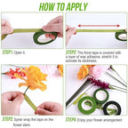 GLAMFIELDS 200 Pieces Green Floral Stem Wire 14 inch 22 Gauge Wire and 3 Rolls 1/2" Wide Floral Tape (30Yard/roll) for Bouquet Stem Wrap, Flower Arrangements Kit, DIY Crafts, Flower Making Supplies