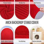 LEBENGURU Upgraded 7.2FT Wedding Arch Cover, Red Spandex Fitted Arch Backdrop Cover, Round Top Chiara Stand Covers for Birthday Party Baby Shower Banquet Balloon Décor