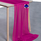 MDS 25 Pack 10ft Chiffon Table Runner 29 x 120 Inches Sheer Wedding Runner Romantic Rustic Table Runner for Wedding Decorations, Birthday Parties, Bridal Shower Party Arch Decor - Magenta