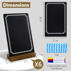 6 Pack Small Chalkboard Signs With Stand, 8x5'' Table Top With Wooden Base, Double-Sided Mini for Food Message Boards Restaurant Bar Party Store Decoration