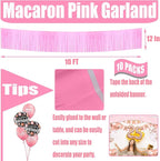 10 Pack 10 Feet Foil Fringe Garland Metallic Tinsel Streamers Banner Wall Hanging Curtain Backdrop for Parade Floats, Bachelorette, Wedding, Birthday, Halloween, Christmas Party Decorations(Pink)