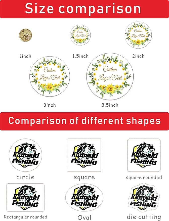 Custom Stickers for Weddings, Birthdays & Businesses - Personalized Labels with Your Logo - Waterproof, Fade and Heat Resistant - Pack of 100-1000 (Wreath T, 3 Inch)