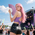 48 Pack Handheld Fan,Folding Hand Glitter Fan with Shining Transparent Fan Rib – Ideal for Wedding, Church, Festival, Dance, Tea Party, Club, and EDM Accessories, Purple