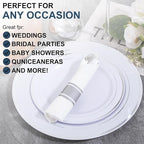 400PCS Wrapped Silver Plastic Silverware Sets - Heavy Duty Plastic Silverware Include Pre Rolled Disposable Utensils with Napkins for Parties & Dinners & Weddings