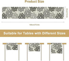 Gray Dahlia Flower Table Runner, Vintage Modern Linen Geometric Pattern Floral Table Runner Spring for Farmhouse Kitchen Dining Party Holiday Party, 13x108 Inch