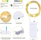 Minetom 12 Pack Fairy Lights Battery Operated -7ft 20 LED Silver Wire String Lights, Waterproof Mini Firefly Lights for DIY, Wedding, Mason Jars, Crafts, Christmas Garlands, Party Decor