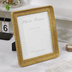 Cuspin 8x10 Picture Frame Gold, Vintage Gold Frames Rattan Textured Hand-Crafted Resin Photo Frame with Glass Front for Tabletop Display & Wall Display, Retro Design Home Decor