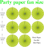 BARTHEW Green Graduation Party Decor, Tropical Party Decorations, 12in Hanging Paper Fans 30 Color DIY Set (Clear Green)