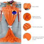 MDS 5 Pack 10ft Chiffon Table Runner 29 x 120 Inches Sheer Wedding Runner Romantic Rustic Table Runner for Wedding Decorations, Birthday Parties, Bridal Shower Party Arch Decor - Orange