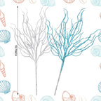 8 Pcs Blue White Coastal Ornaments for Christmas Tree 15.7inch Glitter Coral Beach Ocean Spray Pick Branch Christmas Tree Topper Decorations Filler Twigs for Xmas Vase Wreaths Gift
