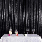 Eternal Beauty Black Thick Sequin Backdrop, 4x7 Ft Halloween Glitter Background Curtains for Shimmer Photography Party Wedding Birthday Back Drop Decor