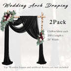 20Ft Length x 28" Width 2 Panels Wedding Arch Draping Fabric Black Arch Drapes Chiffon Fabric Sheer Curtains Backdrop for Party Decor Wedding Bridal Ceremony Ceiling Stage Reception Decorations