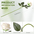 Tifuly White Roses Artificial Flowers -12 pcs Realistic Single Long Stem Fake Silk Roses Bouquet for Party Home Wedding Centerpiece Office DIY Decor（Off White）