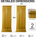 Golden Brown Satin Backdrop Curtains 2 Panels - Glitter Photo Drapes for Baby Shower, 10x10FT Shimmer Back Drop Cloth, Wrinkle Free for Golden 50th Birthday Party Decorations