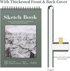 SuFly 9"x12" Drawing Paper, Pack of 2, 100 Sheets Each, Top Spiral Sketch Pad, 68lb/100gsm, White.