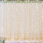 20x10ft White Tulle Backdrop Curtains with Lights for Party Wedding Baby Shower, Sheer Wrinkle Free Backdrop Curtains for Birthday Party Photo Booth Background Decoration