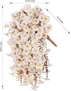 Fake Mums Artificial Fall Hanging Flowers for Outdoors Decoration, 2 PCS Faux Silk Morning Glory with Bown Eucalyptus UV Resistant Plants for Wall Home Porch Patio Balcony Yard Indoor Decor (White)