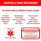 Bariatric Card for Restaurants, Special Menu Request Card, Portion Control Restaurant Request for Bariatric or Gastric Sleeve Patients, Wallet Sized, Set of 2 Cards (2, White, 3.375in x 2.125in)