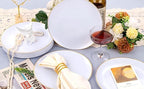 Festiva 50Pcs Gold Plastic Plates - 9 Inch White Plastic Plates with Gold Rim - Disposable Dinner Plates - include 50 salad&pasta Plate Perfect for Party&Wedding&Thanksgiving &Christmas