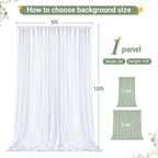 White Tulle Backdrop Curtain for Parties Wedding,5ft x 10ft Wrinkle Free Curtain Backdrop,2 Layer Drapes for Backdrop,Polyester Wedding Back Drop for Bridal Shower Birthday Baby Shower Photography