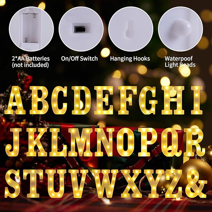 Light Up Letters C,LED Sign Marquee Letters 26 Alphabet for Party Birthday Name,Wedding,Christmas Decorations,Personalized Name Sign Letter for Centerpieces Table and Wall Décor