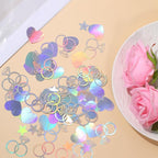 300 Pcs Iridescent Bachelorette Confetti, Bridal Shower Decoration Confettis, Wedding Decorations Diamond Ring Heart Star Table Confetti for Engagement Party Decorations, Bridal Shower supplies