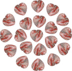 PATIKIL 20 Pcs Natural Heart Shaped Crystal Stone, 0.6 Inch Mini Polished Love Gemstone Crystal, Pocket Rock Engraved Worry Stones for Women Gifts Meditation, Light Red