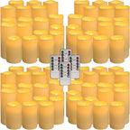 pliadvbu Flameless LED Candles 72 Pack, Outdoor Realistic Waterproof Votive Candles with 4 Remote Control and Timer for Halloween Wedding Festival Decor, (H 4" 5" 6" x D 2.2")