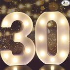 Pooqla 30th Birthday Decorations for Her Him, Light Up Number 30 for Party Table Decorations, 30th Birthday Gift for Women Men, Backdrop Wall Decor for 30th Wedding Anniversary Decoration