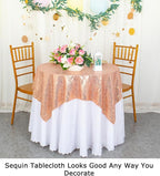 ShinyBeauty Rose Gold Tablecloths 36X36 Inch, 2 Pieces Sequin Table Cloth for Party Sparkle Table Cloth Square Rose Gold Shimmer Table Overlay Small Tablecloth Linen for Wedding, Birthday Tables