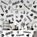 Till Death Do Us Party Confetti, Glitter Halloween Bachelorette Party Table Decorations, Skull Ring Heart Confetti for Gothic Halloween Bachelorette Weeding Bridal Shower Party Decorations（115pcs）