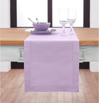 Solino Home Cotton Linen Table Runner 48 Inches - Lavender Ice Hemstitch Table Runner 14 x 48 Inch Ideal for Dresser and Coffee Tables