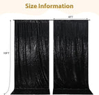 SquarePie Sequin Backdrop Curtain 8FT x 10FT Black Satin Backing Fabric Photography Background for Wedding Patry 4FT x 10FT 2 Panels