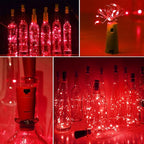 Wine Bottle Cork Lights 15Pack 10 LED 40 Inches Battery Operated Silver Wire Liquor Bottle Fairy Mini String Lights for Party Christmas Halloween Wedding Decoration (Red)