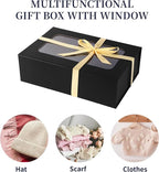 TIACABO Black Large Gift Box with Window, 13.5"x9"x4.3" Bridesmaid Boxe for Gifts Giving,Birthday Gift Boxes with Magnetic,Closure Lid Gifts Box for Presents,Cute Boxe,Luxury for Gift Packaging