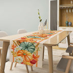 Autumn Table Runner,Orange Pumpkin Flowers Leaves Fall Table Runners Seasonal Kitchen Dining Table Decor for Thanksgiving Harvest Home Holiday Party 13x36 Inch