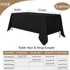 Fitable Black Tablecloths for Rectangle Tables, 6 Pack - 70 x 120 Inches - Reusable and Washable Table Clothes for 6-8 Ft Tables, Polyester Fabric Table Covers for Wedding, Party, Banquet