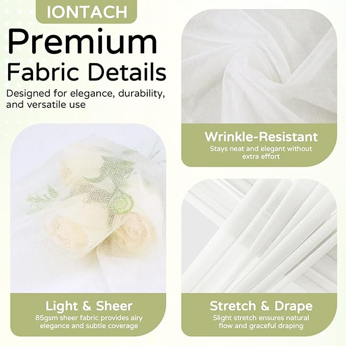 Wedding Arch Draping Fabric 29" x 19Ft Sheer Drapes for Backdrop Wedding Ceremony Reception Ceiling Decor Curtain Baby Bridal Shower Decoration (Ivory, 3 Panels)
