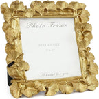 Cuspin Vintage Gold 5x5 Picture Frame, Gold Ornate Leaf Textured Hand-Crafted Resin with Glass Front, Antique Square Photo Frame for Tabletop Display, Retro Design Home Decor
