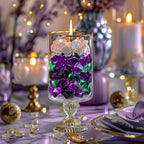 HappyFiller Halloween Decoration Fake Ice Rocks Crystal Cubes Stones for Vase Fillers,Party Decor, Crafts,Pirate Treasure Jewels Plastic Gemstone,Table Scatters,Mix Purple Green Black,15 OZ