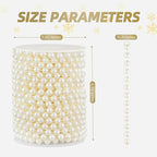 48 Feet Faux Pearl Beads Garland 8mm Craft String Pearls for Wedding Centerpiece Christmas Tree and Flowers Decoration DIY (Ivory)