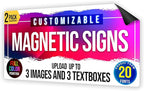 2-Pack,12"x24" Custom Magnet Signs in Full Color for Business and Advertising, 30 mil Customized Vinyl Car Magnets, Personalized Magnetic Sheets for Company Storefront & Vehicles (Rounded Corners D2)