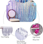 SquarePie Sequin Backdrop Curtain Background Opaque Non-Transparent Satin Sparkly for Wedding Party 10FT x 10FT Silver