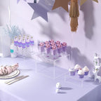 Buffet Risers, Food Display Risers for Party, Crystal Clear Acrylic Risers Display Stand for Buffet Table, Catering Displays for Dessert, Cube Box Nesting Riser with Hollow Bottom