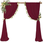 4 Panels Wedding Arch Draping Fabric 28" x 20Ft Chiffon Wedding Arch Drapes Chiffon Fabric Drape Sheer Backdrop Curtain for Nuptials Party Ceremony Birthday Reception Backdrop Ceiling Décor(Burgundy)