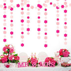 Pink Party-Decorations Streamers-Garland - 52ft Flower Hanging Paper Banner, Birthday Baby Bridal Shower Bachelorette Wedding Decor Hugfond